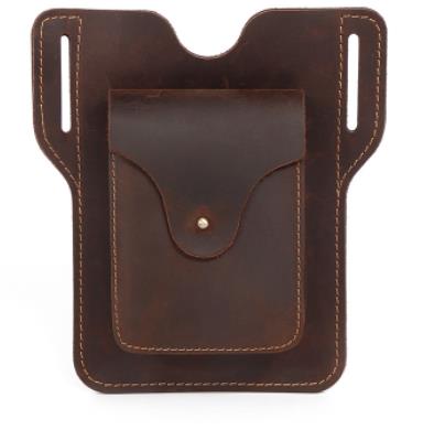 New Fanny pack men's mobile phone Fanny pack leather man bag wear belt outdoor sports crazy horse leather phone Fanny pack