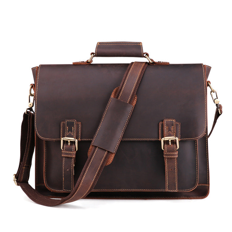 Leather Man briefcase Business Vintage Tote 15.6 "Computer Bag Man crazy horse leather multipurpose man bag